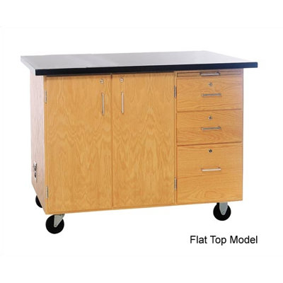 Diversified Woodcrafts Mobile Instructor's Desk With Drawers and Center Storage, 48"W x 28"D x 36"H