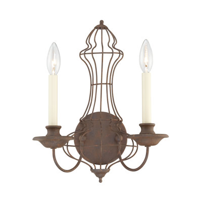 Quoizel Laila Two Light Wall Sconce in Rustic Antique Bronze