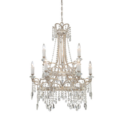Quoizel Tricia 9 Light Chandelier in Vintage Silver