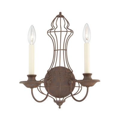 Quoizel Laila Two Light Wall Sconce in Rustic Antique Bronze