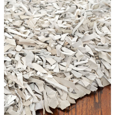 Safavieh Leather Shag White Rug