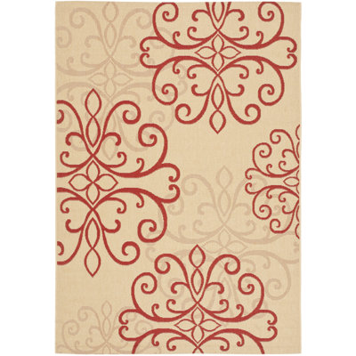 Courtyard Creme/Red Rug