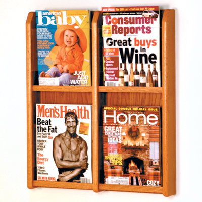 Wooden Mallet Four Magazine Oak and Acrylic Wall Display