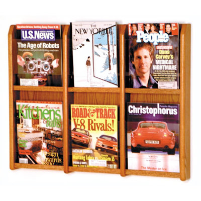 Wooden Mallet Six Magazine Oak and Acrylic Wall Display