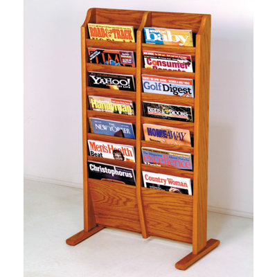 Wooden Mallet Free Standing Fourteen Pocket Magazine Rack