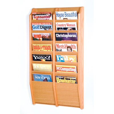 Wooden Mallet Fourteen Pocket Wall Mount Magazine Rack