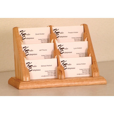 Wooden Mallet Six Pocket Counter Top Business Card Holder