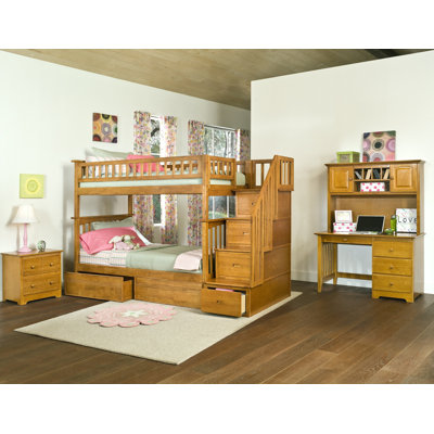 Atlantic Furniture Columbia Staircase Bunk Bed with Raised Panel Drawers