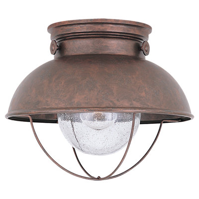Sea Gull Lighting Sebring Outdoor Flush Mount in Weathered Copper