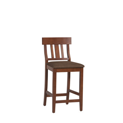 Linon Torino Slat Back Barstool in Dark Cherry