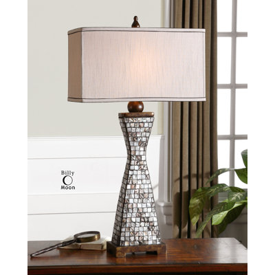 Consilina Table Lamp in Charcoal Gray and Bronze