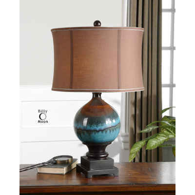 Padula Table Lamp in Glossy Blue and Charcoal Gray