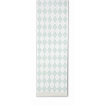 ferm LIVING Harlequin Wallpaper in Dusty Green / Off White