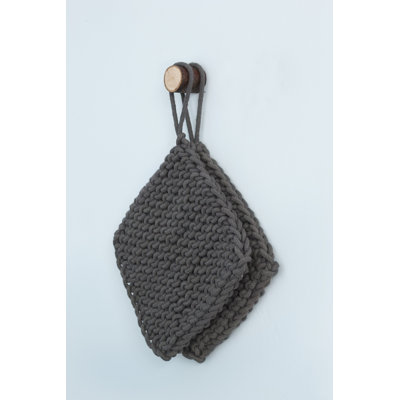 ferm LIVING Knitted Pot Holders in Charcoal (Set of 2)