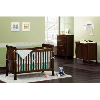DaVinci Reagan Three Piece Convertible Crib Nursery Set with Toddler Rail in Coffee