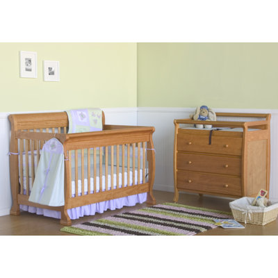 DaVinci Kalani Two Piece Convertible Crib Set with Toddler Rail in Honey Oak