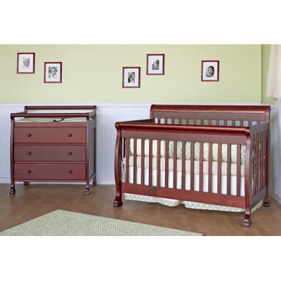 DaVinci Kalani Two Piece Convertible Crib Set with Toddler Rail in Cherry