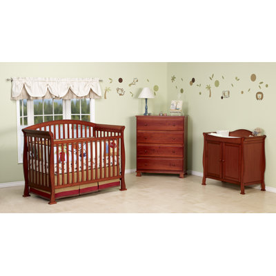 DaVinci Thompson Three Piece Convertible Crib Nursery Set  with Toddler Rail in Cherry