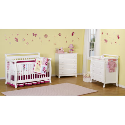 DaVinci Emily Three Piece Convertible Crib Nursery Set with Toddler Rail in White