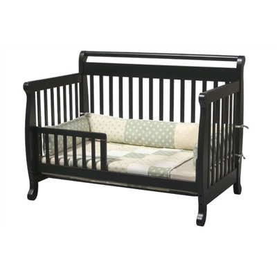 DaVinci Emily Three Piece Convertible Crib Nursery Set with Toddler Rail in Ebony Black