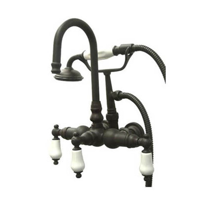 Elements of Design Vintage Three Handle Wall Mount Clawfoot Tub Faucet with Handshower