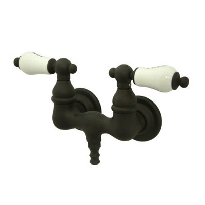 Elements of Design Vintage Double Handle Wall Mount Clawfoot Tub Faucet Trim Porcelain Cross Handle