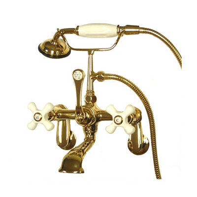 Elements of Design Hot Springs Double Handle Wall Mount Clawfoot Tub Faucet Trim Porcelain Lever Handle