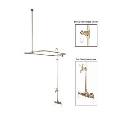 Elements of Design Vintage Volume Control Tub and Shower System with H&C Porcelain Lever Handles