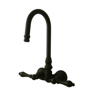 Elements of Design Hot Springs Double Handle Wall Mount Clawfoot Tub Faucet Trim Metal Lever Handle