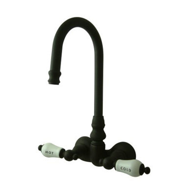 Elements of Design Hot Springs Double Handle Wall Mount Clawfoot Tub Faucet Trim Porcelain Lever Handle