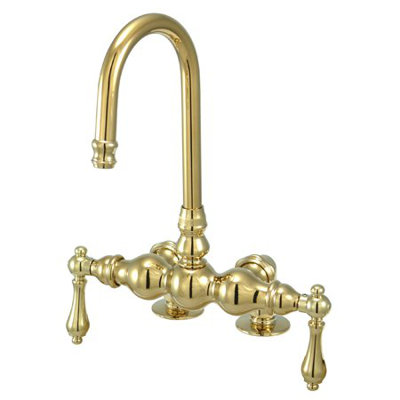 Elements of Design Hot Springs Double Handle Deck Mount Clawfoot Tub Faucet Trim Metal Lever Handle