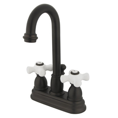Elements of Design Centerset Bathroom Faucet with Double Porcelain Cross Handles