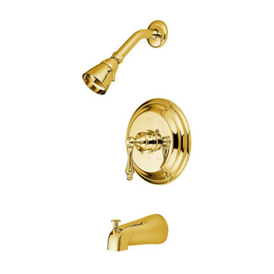 Elements of Design Vintage Thermostatic Pressure Balanced Tub Faucet with Solid Brass Shower Head with Metal Lever Handles