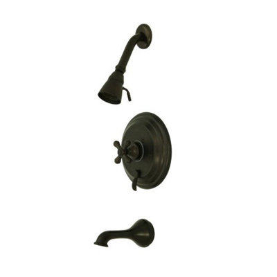 Elements of Design Heritage Thermostatic Pressure Balanced Tub and Shower Faucet with Metal Cross Handles