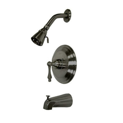 Elements of Design Vintage Thermostatic Pressure Balanced Tub Faucet with Solid Brass Shower Head with Metal Lever Handles