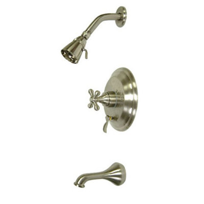 Elements of Design Heritage Thermostatic Pressure Balanced Tub and Shower Faucet with Metal Cross Handles