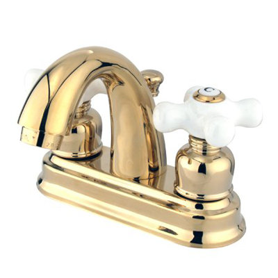 Elements of Design Centerset Bathroom Faucet with Double Porcelain Cross Handles