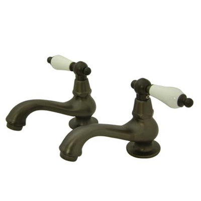 Elements of Design Vintage Widespread Bathroom Sink Faucet Set with Porcelain Lever Handles