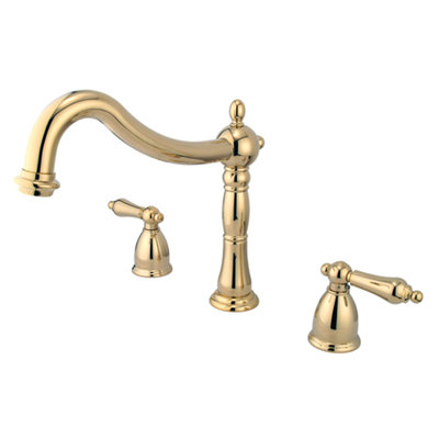 Elements of Design Heritage Double Handle Deck Mount Roman Tub Faucet Trim Metal Lever Handle
