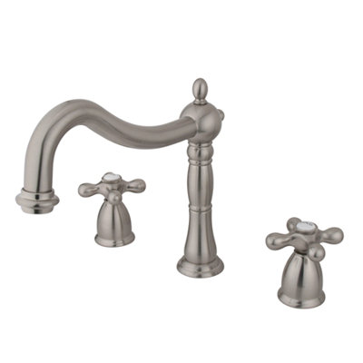 Elements of Design Heritage Double Handle Deck Mount Roman Tub Faucet Trim Metal Cross Handle