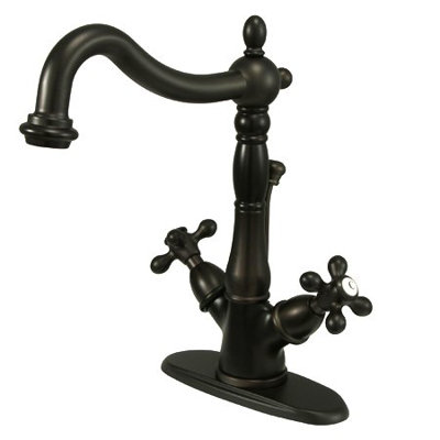 Elements of Design Heritage Single Hole Bathroom Faucet with Double Cross Handles