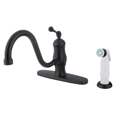 Elements of Design Heritage One Handle Centerset Kitchen Faucet with Buckingham Lever Handle