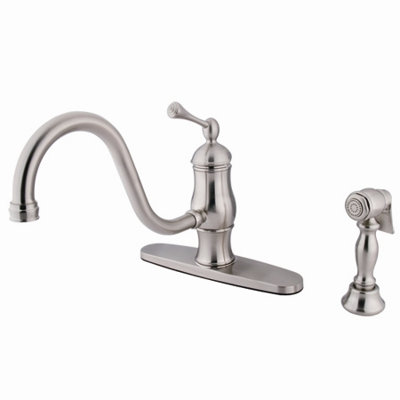 Elements of Design Heritage Singe Handle Centerset Kitchen Faucet with Buckingham Lever Handle