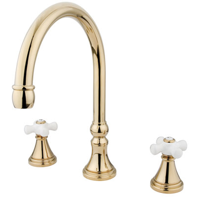 Elements of Design Madison Double Handle Deck Mount Roman Tub Faucet Trim Porcelain Cross Handle