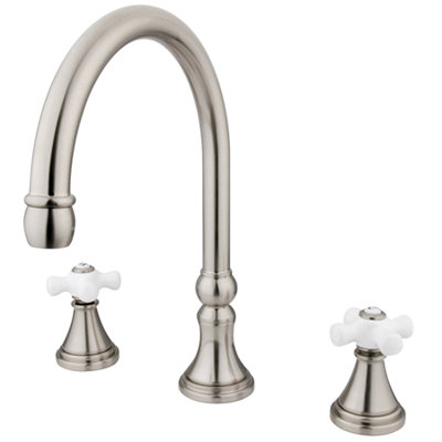 Elements of Design Madison Double Handle Deck Mount Roman Tub Faucet Trim Porcelain Cross Handle