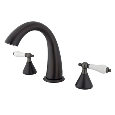 Elements of Design Double Handle Deck Mount Roman Tub Faucet Trim Porcelain Lever Handle