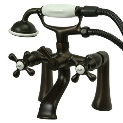 Elements of Design Double Handle Deck Mount Tub Only Faucet with Handshower