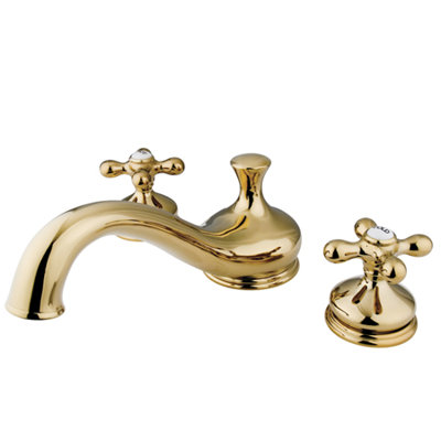 Elements of Design Double Handle Deck Mount Roman Tub Faucet Trim Metal Cross Handle