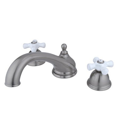 Elements of Design Double Handle Deck Mount Roman Tub Faucet Trim Porcelain Cross Handle