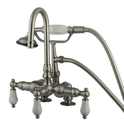 Elements of Design Vintage Three Handle Wall Mount Clawfoot Tub Faucet with Handshower